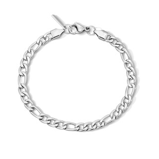 White Ion Plated 5mm Figaro Chain Bracelet with CZ