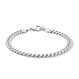 White Ion Plated 6mm Cuban Curb Chain Bracelet with CZ - 8.5"