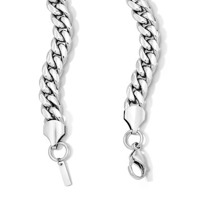 White Ion Plated 10mm Cuban Curb Chain with CZ