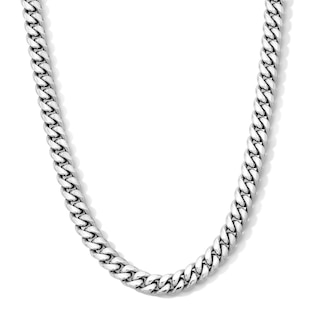 White Ion Plated 8mm Cuban Curb Chain with CZ