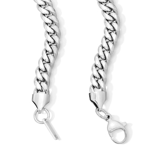 White Ion Plated 8mm Cuban Curb Chain with CZ