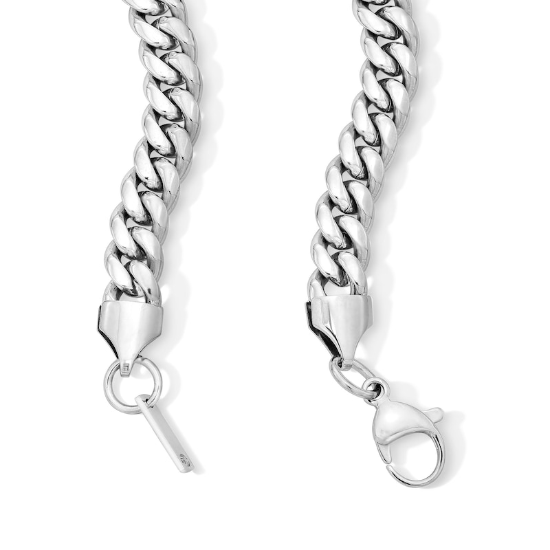 Main Image 2 of White Ion Plated 8mm Cuban Curb Chain with CZ - 22"