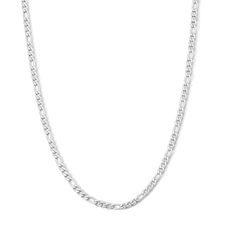 White Ion Plated 3mm Figaro Chain with CZ  - 18"