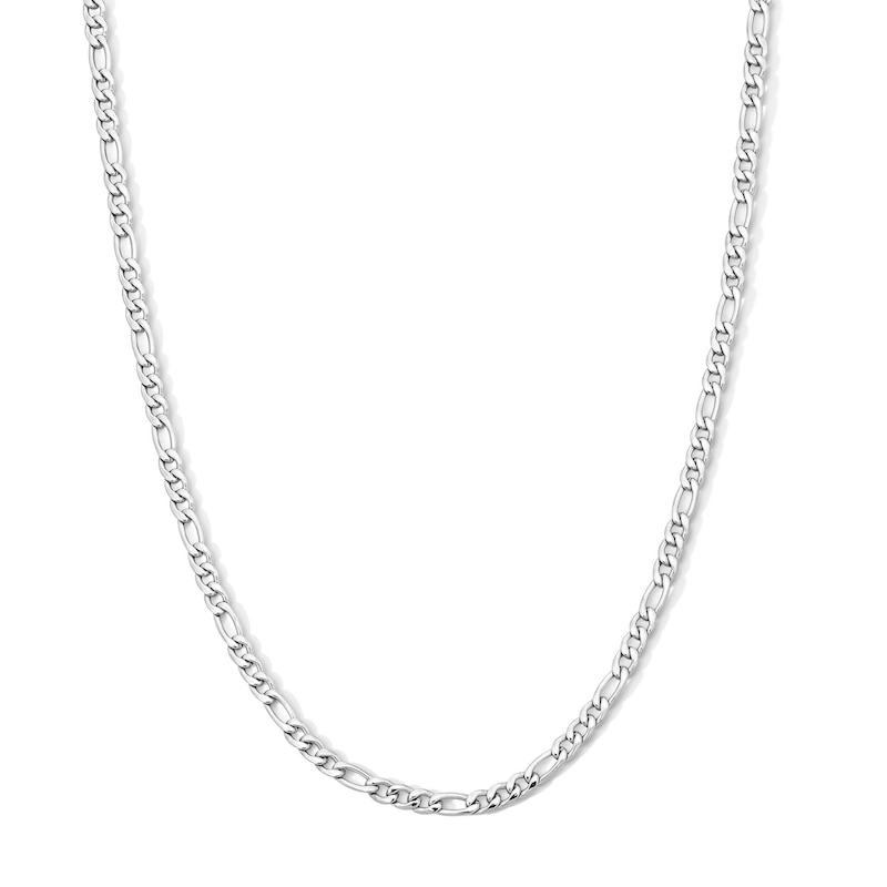 Main Image 1 of White Ion Plated 3mm Figaro Chain with CZ  - 18"
