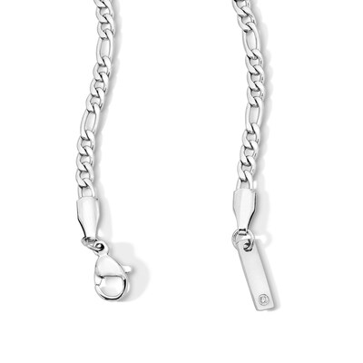 White Ion Plated 3mm Figaro Chain with CZ  - 18"