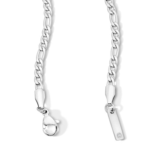 White Ion Plated 3mm Figaro Chain with CZ  - 18"