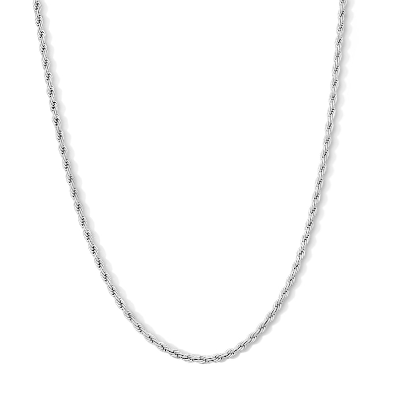 Main Image 1 of White Ion-Plated 3mm Rope Chain with CZ - 18"