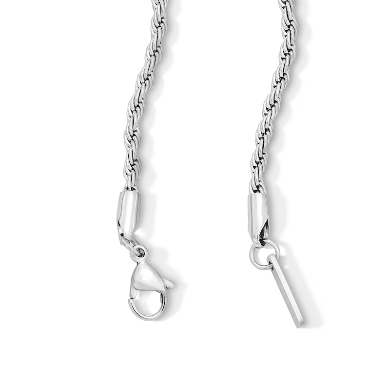Main Image 2 of White Ion-Plated 3mm Rope Chain with CZ - 18"