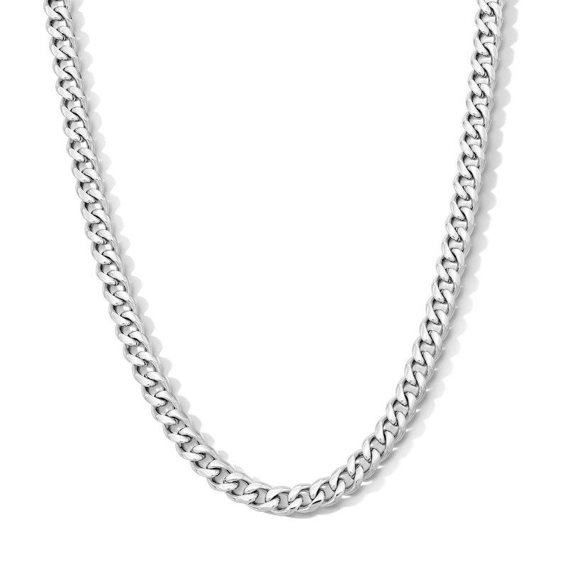 Main Image 1 of White Ion Plated 6mm Cuban Curb Chain with CZ - 18"