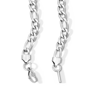 White Ion-Plated 7mm Figaro Chain with CZ