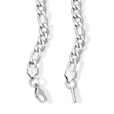 White Ion-Plated 7mm Figaro Chain with CZ