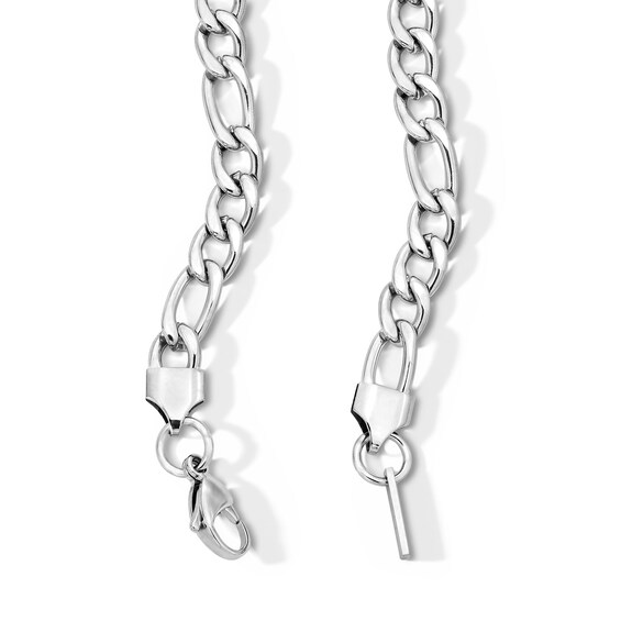 White Ion-Plated 7mm Figaro Chain with CZ
