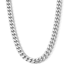 White Ion Plated 10mm Cuban Curb Chain with CZ - 24"