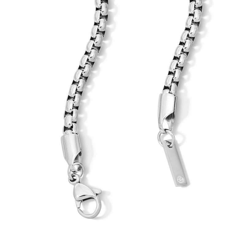 Main Image 2 of White Ion-Plated 4mm Box Chain with CZ - 20"