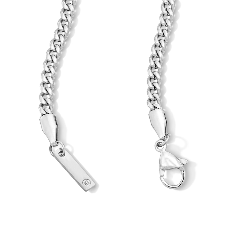 Main Image 2 of White Ion Plated 3mm Cuban Curb Chain with CZ - 22"