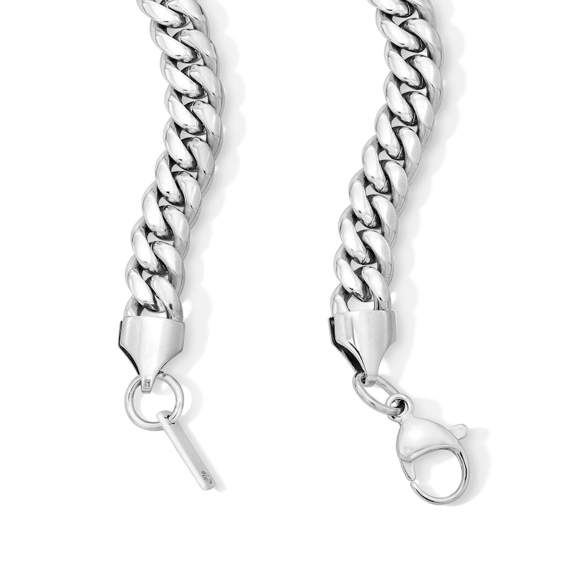 Main Image 2 of White Ion Plated 8mm Cuban Curb Chain with CZ - 24"