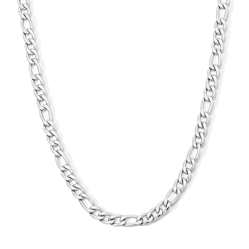 Main Image 1 of White Ion Plated 5mm Figaro Chain with CZ - 20"