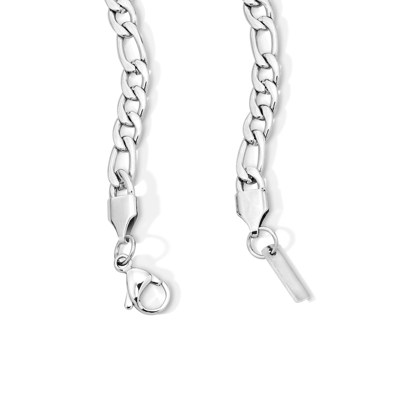Main Image 2 of White Ion Plated 5mm Figaro Chain with CZ - 20"
