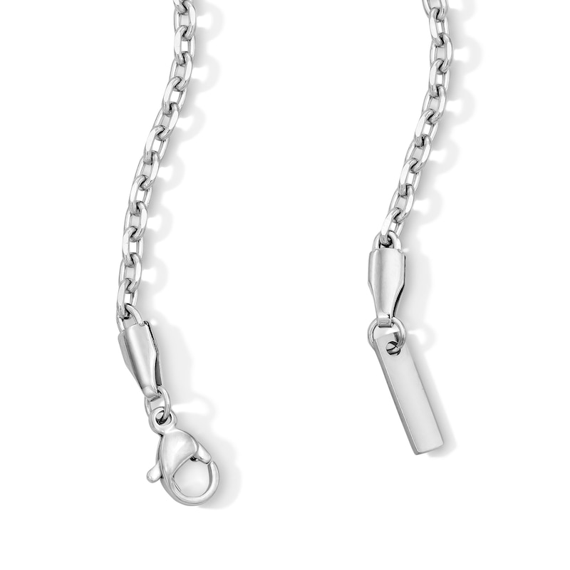 Main Image 2 of White Ion-Plated 3mm Cable Chain with CZ - 18"