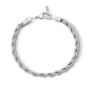 White Ion Plated CZ 5mm Rope Chain Bracelet - 8.5"