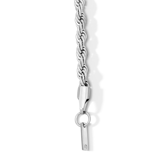 White Ion Plated CZ 5mm Rope Chain Bracelet - 8.5"