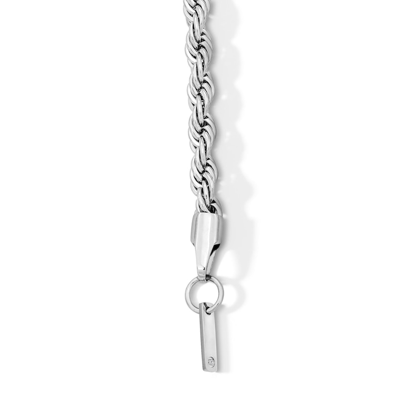 Main Image 2 of White Ion Plated 5mm Rope Chain Bracelet with CZ - 8.5"