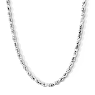 White Ion Plated 5mm Rope Chain with CZ - 24"