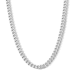 White Ion Plated 6mm Cuban Curb Chain with CZ - 22"