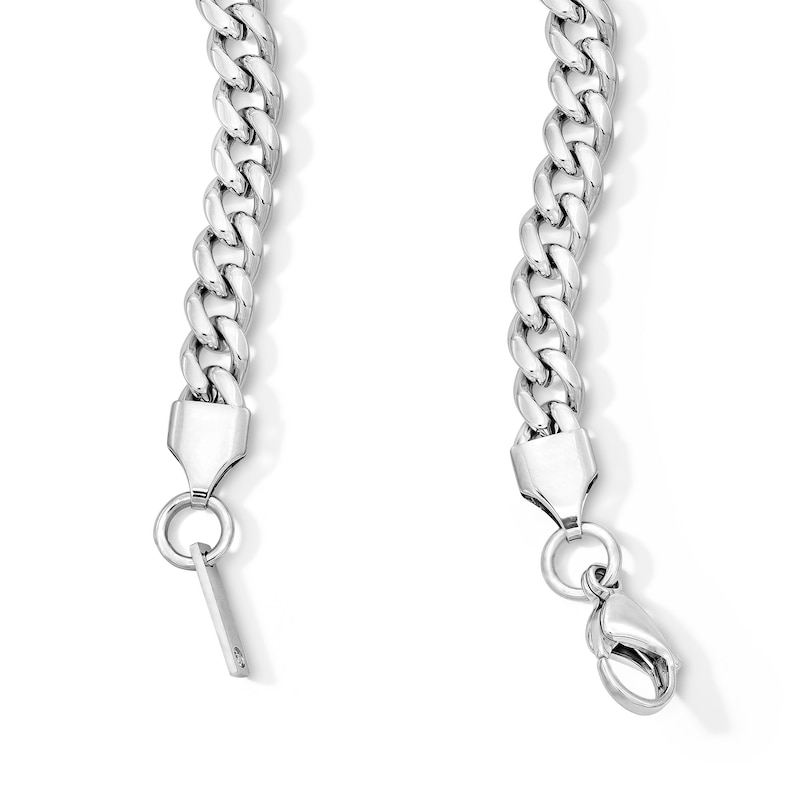 Main Image 2 of White Ion Plated 6mm Cuban Curb Chain with CZ - 22"