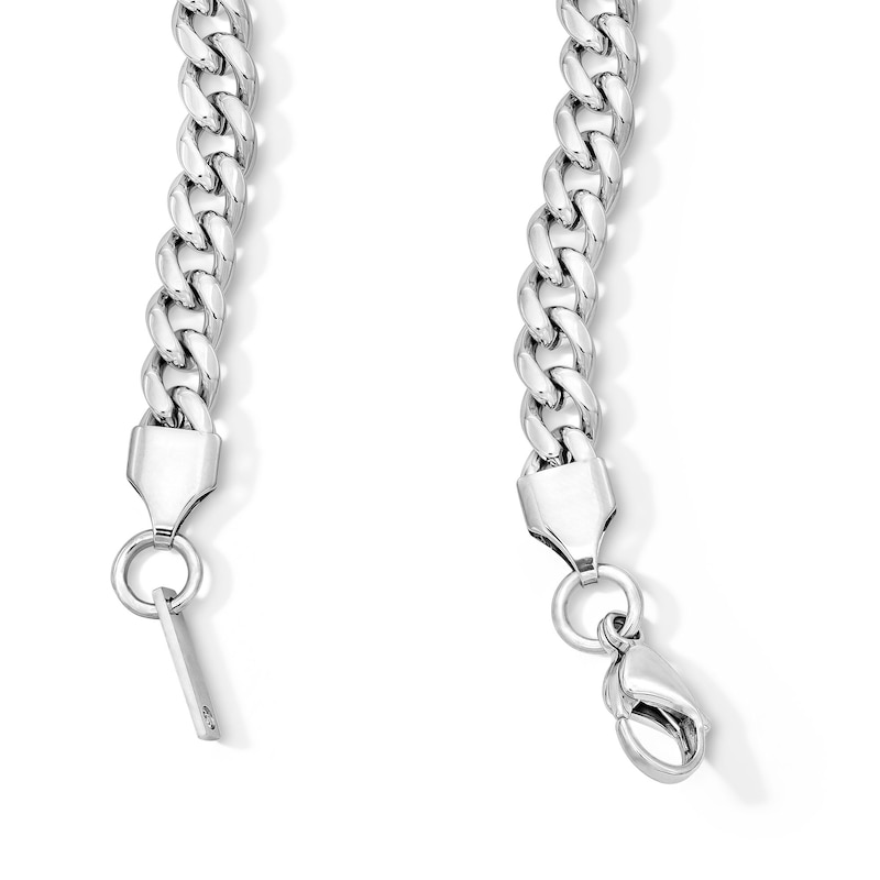 Main Image 2 of White Ion Plated 6mm Cuban Curb Chain with CZ - 20"