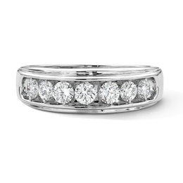 Sterling Silver 1 CT. T.W. Lab-Grown Diamond Seven Stone Band - Size 10