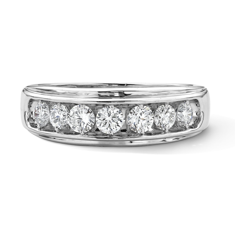 Main Image 1 of Sterling Silver 1 CT. T.W. Lab-Grown Diamond Seven Stone Band - Size 10