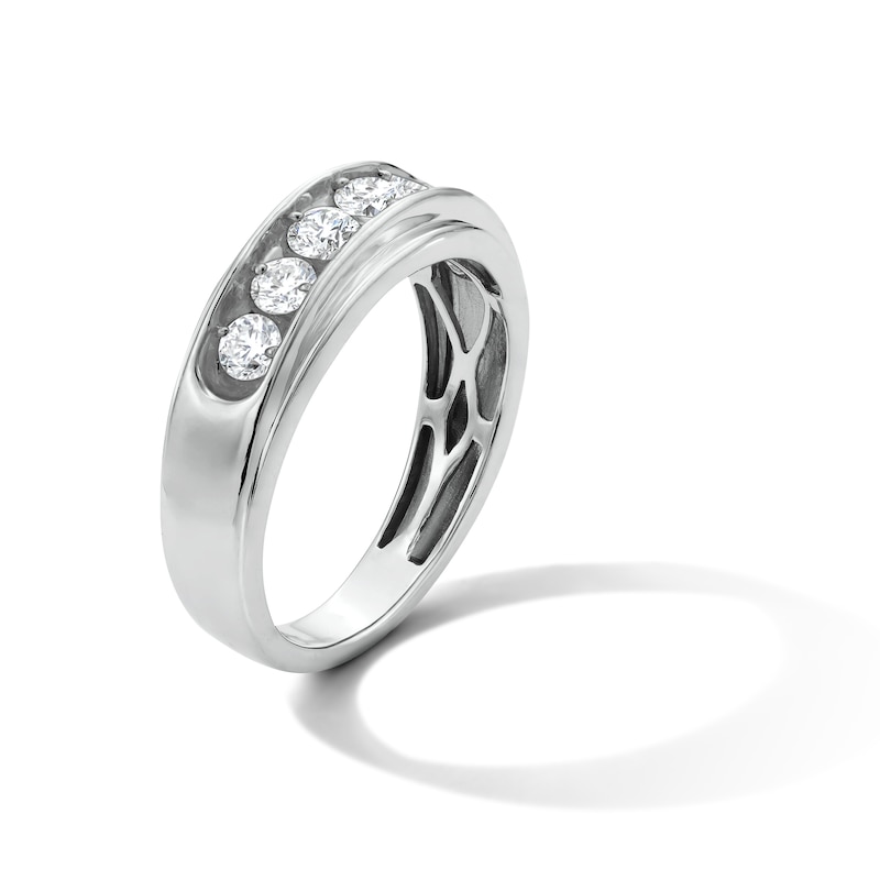 Main Image 2 of Sterling Silver 1 CT. T.W. Lab-Grown Diamond Seven Stone Band - Size 10