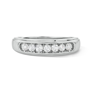 Sterling Silver 1/2 CT. T.W. Lab-Grown Diamond Seven Stone Band – Size 10