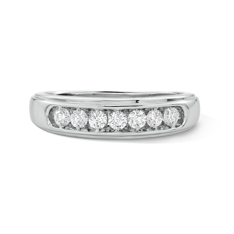 Main Image 1 of Sterling Silver 1/2 CT. T.W. Lab-Grown Diamond Seven Stone Band – Size 10