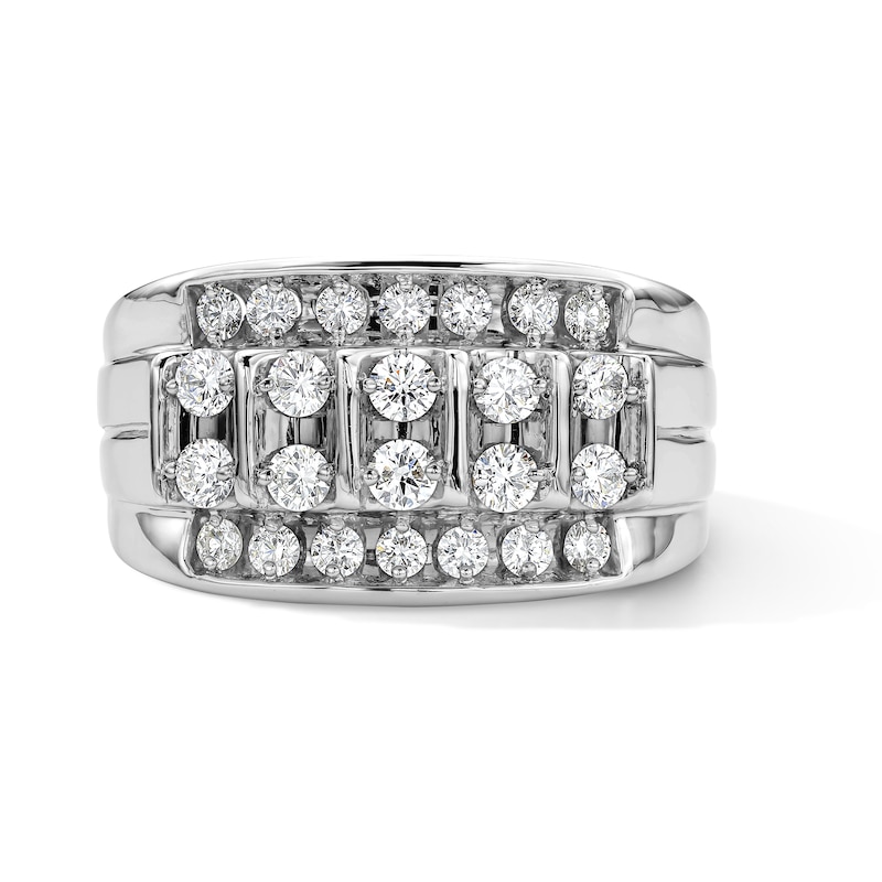 Main Image 1 of Sterling Silver 1 CT. T.W. Lab-Grown Diamond Multi-Row Band - Size 10