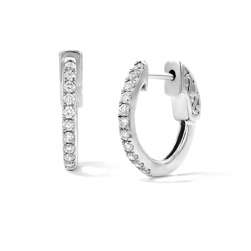 Main Image 1 of Sterling Silver 1/4 CT. T.W. Lab-Grown Diamond Huggie Hoops