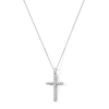 Thumbnail Image 1 of Sterling Silver 1/2 CT. T.W. Lab-Grown Diamond Cross Necklace - 16" + 2"