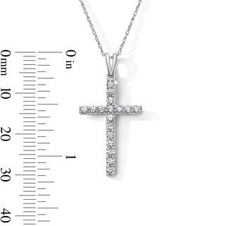 Sterling Silver 1/2 CT. T.W. Lab-Grown Diamond Cross Necklace - 16" + 2"