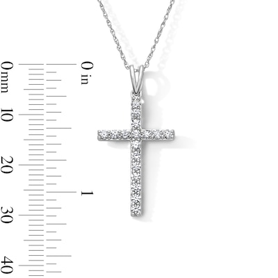 Sterling Silver 1/2 CT. T.W. Lab-Grown Diamond Cross Necklace - 16" + 2"