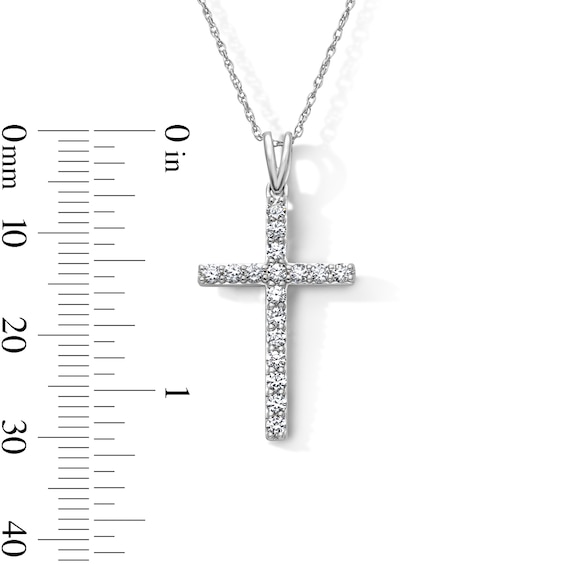 Sterling Silver 1/2 CT. T.W. Lab-Grown Diamond Cross Necklace - 16" + 2"