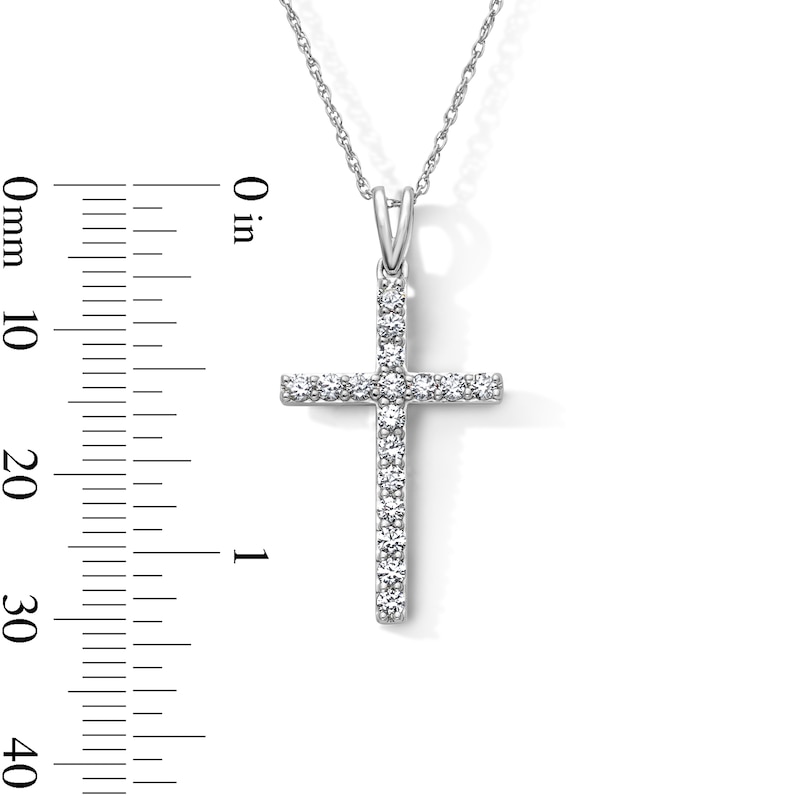 Main Image 2 of Sterling Silver 1/2 CT. T.W. Lab-Grown Diamond Cross Necklace - 16" + 2"