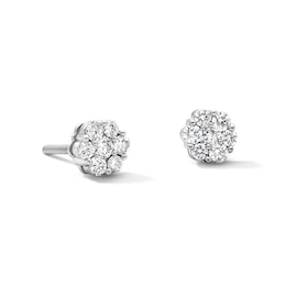 Sterling Silver 1/2 CT. T.W. Lab-Grown Diamond Flower Studs