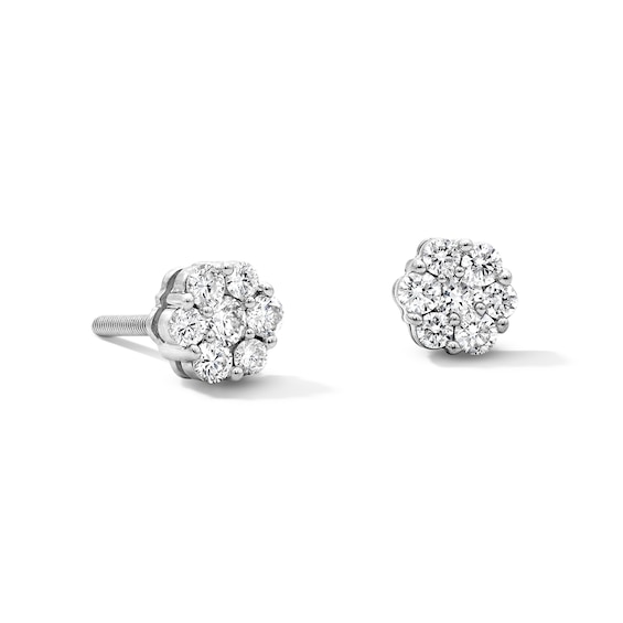 Sterling Silver 1/2 CT. T.W. Lab-Grown Diamond Flower Studs