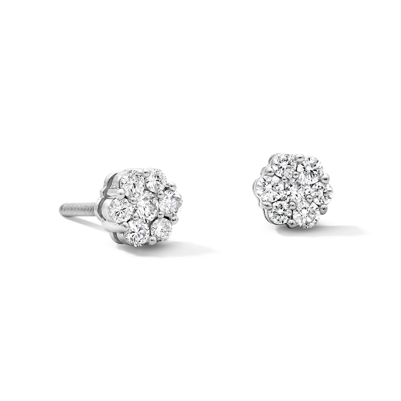 Main Image 1 of Sterling Silver 1/2 CT. T.W. Lab-Grown Diamond Flower Studs