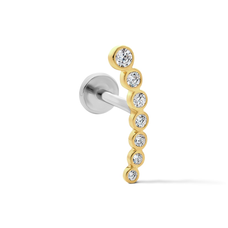 Main Image 1 of 14K Hollow Gold and Titanium CZ Cartilage Crawler Stud - 18G 5/16"