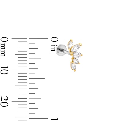 14K Hollow Gold and Titanium CZ Marquise Cartilage Crawler Stud - 18G 5/16"