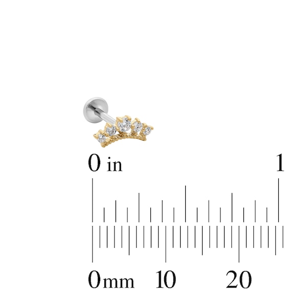 14K Hollow Gold and Titanium CZ Cartilage Crawler Stud – 18G 5/16"