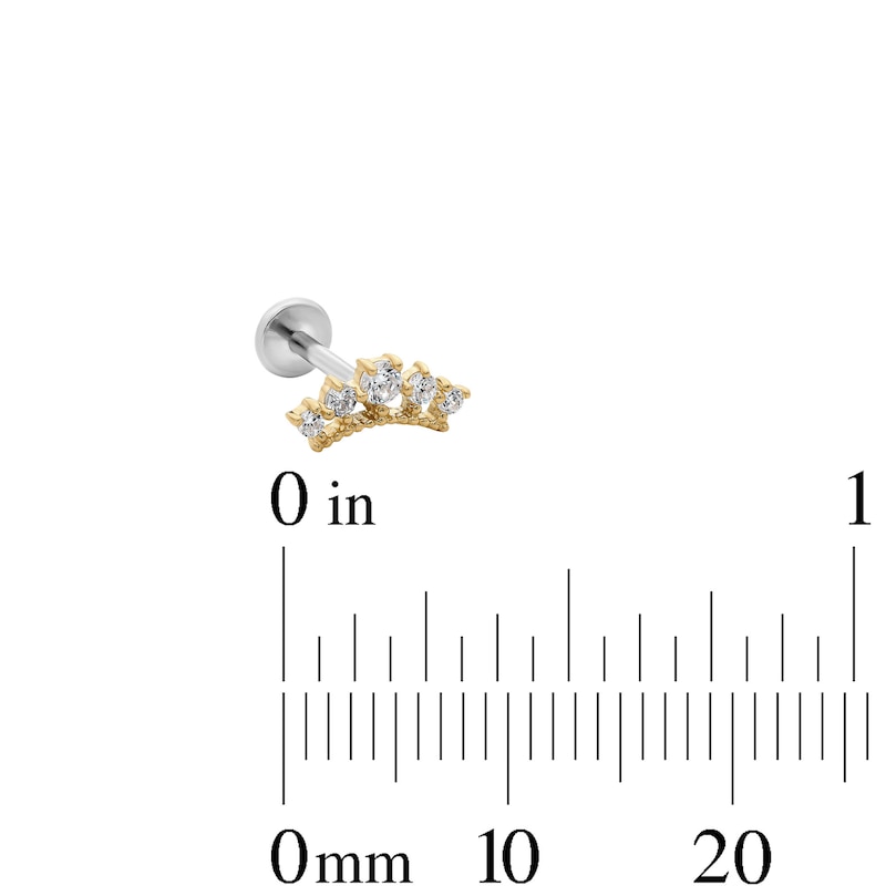 Main Image 2 of 14K Hollow Gold and Titanium CZ Cartilage Crawler Stud – 18G 5/16"