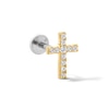 Thumbnail Image 1 of 14K Hollow Gold and Titanium CZ Cross Cartilage Stud - 18G 5/16"